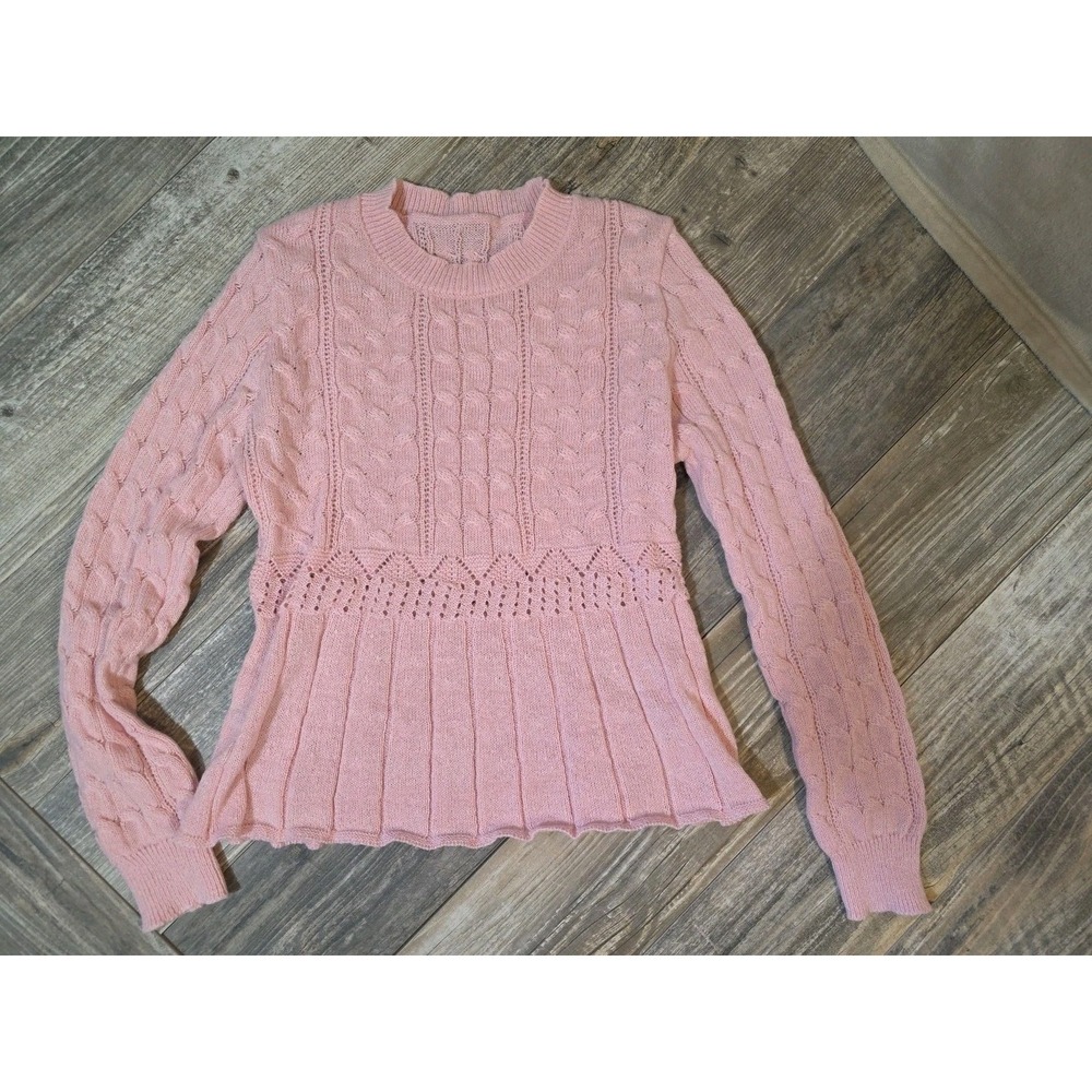 Unbranded Pastel Pink L Peplum Light Weight Knit Soft Comfy Sweater Long Sleeve
